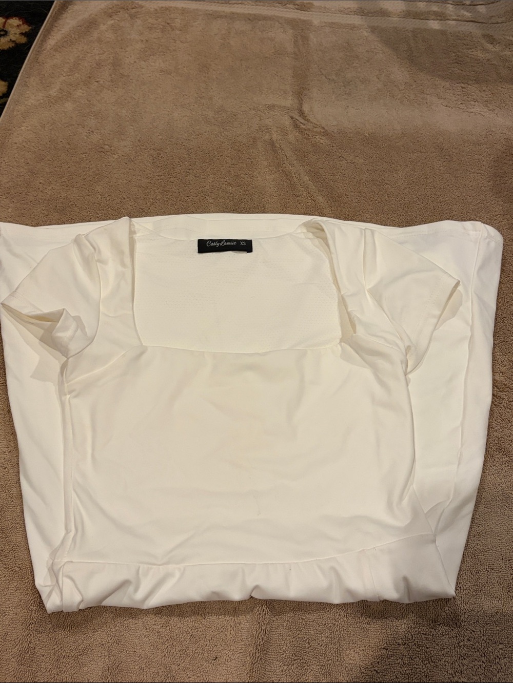 City Chic Cream Square-Neck Short Sleeve Top